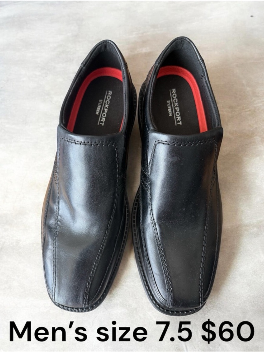 Rockport Black Slip-On Loafers with Red Lining